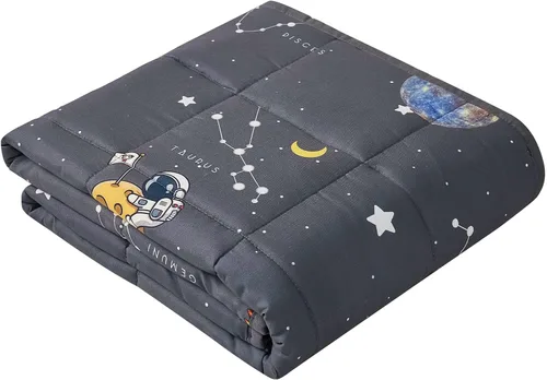 anfie - Manta con peso para niños (40 x 60 pulgadas, 7 lb), manta refrescante para dormir, tamaño de manta ligera, transpirable, con cuentas de Gris