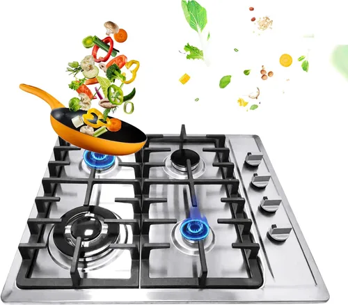 Miniatura 11 de Placa de cocina de gas de acero inoxidable integrada, estufa de gas propano con protección de termopar para apartamentos interiores