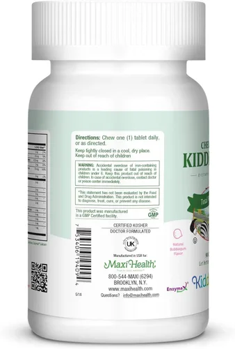 Miniatura 3 de Maxi Health KiddieVite masticable - Multivitaminas y minerales - Sabor a goma de mascar - 90 masticables - Kosher