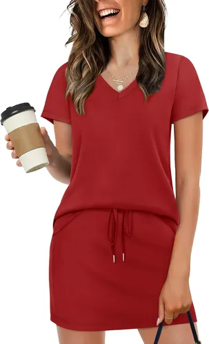 Miniatura 7 de NIASHOT Conjunto de falda de dos piezas para mujer, para vacaciones de verano, trajes de viaje, tenis, golf, falda pantalón versátil, conjuntos