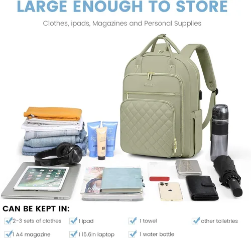 Miniatura 3 de LOVEVOOK Mochila para computadora portátil para mujer, resistente al agua, mochila de trabajo de viaje, bolsa de trabajo para profesores