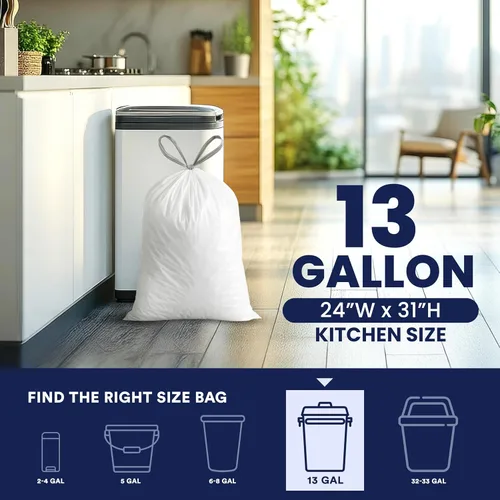 Miniatura 3 de Plasticplace Bolsas de basura de 13 galones │ 1.2 mil │ Forros blancos extragrandes para cubos de basura │ 24 x 31 pulgadas (50 cajas)