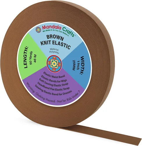 Miniatura 11 de Mandala Crafts Carrete de bandas elásticas anchas de 1/2 pulgada color beige para cinturas de pantalones, costura y manualidades DIY, 88 yardas