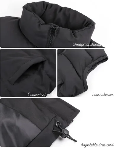 Miniatura 6 de Huaqiao Chaleco acolchado para mujer, cuello alto, sin mangas, con cremallera, chaleco de invierno