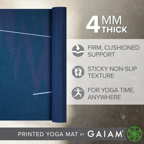 Miniatura 5 de Gaiam - Tapete de yoga con estampado, antideslizante para ejercicio y fitness para todo tipo de yoga, pilates y ejercicios en el suelo Marea