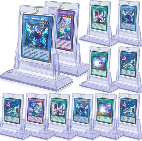 Homthy 12 unidades de portatarjetas magnéticos para cartas coleccionables, portatarjetas acrílicos de 35 puntos para cartas de béisbol con 12