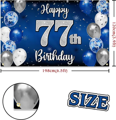 Miniatura 254 de Decoración de feliz cumpleaños 35, globo azul y plateado de 35 años, cartel grande de telón de fondo de cumpleaños, suministros para fiesta de 35th