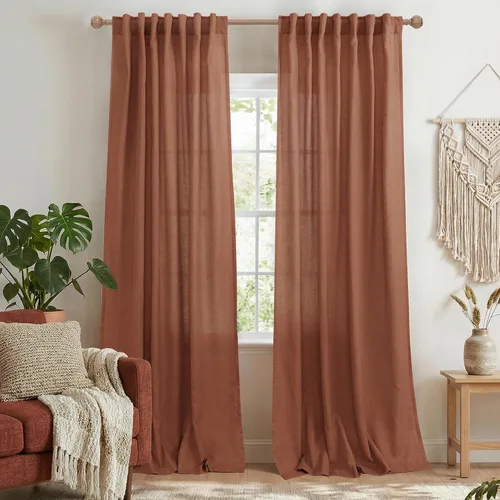 Miniatura 22 de Cortinas de lino azul claro de 90 pulgadas de largo para sala de estar, dormitorio de niñas, guardería, decoración acogedora de verano, bolsillo