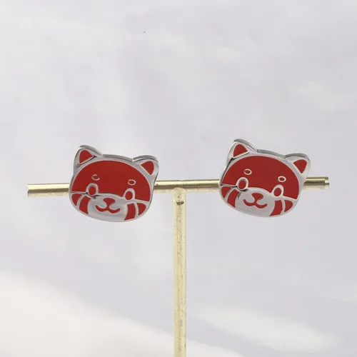 Miniatura 4 de Pendiente de panda rojo para fanáticos de panda rojo, regalo con temática de panda, joyería de panda rojo, aretes de oso panda