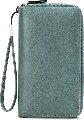 Miniatura 14 de VONCOSS Cartera larga con cremallera alrededor de las mujeres de gran capacidad, para tarjetas de crédito, soporte para teléfono, embrague