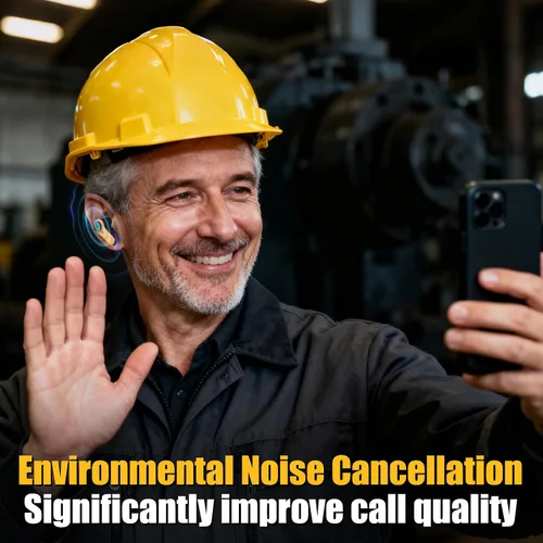 Miniatura 5 de Auriculares Bluetooth 6.0 para el lugar de trabajo, tiempo de reproducción de 70 horas, IP56 impermeable, cancelación de ruido SNR de 30 dB, ENC