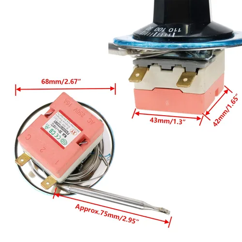 Miniatura 2 de Termostato de control de temperatura ajustable de 30-110 Celsius 125V/250VAC - Paquete de 2