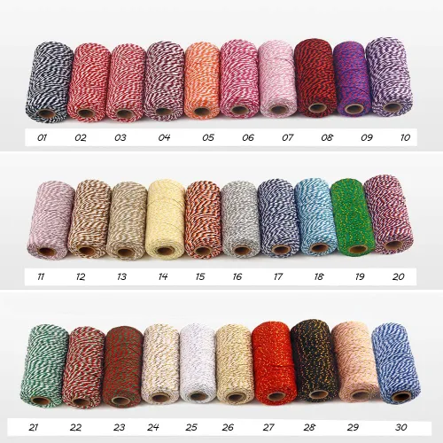 Miniatura 6 de Cuerda de Cordel de Algodón para Panaderos: 2 Rollos de Cordeles para Manualidades y Envolver Regalos - 656 Pies de Cordel Caqui Blanco para Cocina
