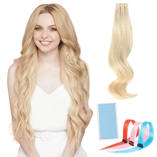 Miniatura 13 de WIGI Extensiones de cabello adhesivas de alta calidad, cabello humano 100 % real, 1.76 onzas por paquete, 20 unidades, extensiones de cabello lacio