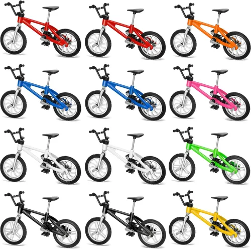 Gejoy 12 piezas de mini bicicletas de dedo, mini bicicletas BMX, juegos de fin de año, regalos para estudiantes, juguetes de bicicleta en miniatura