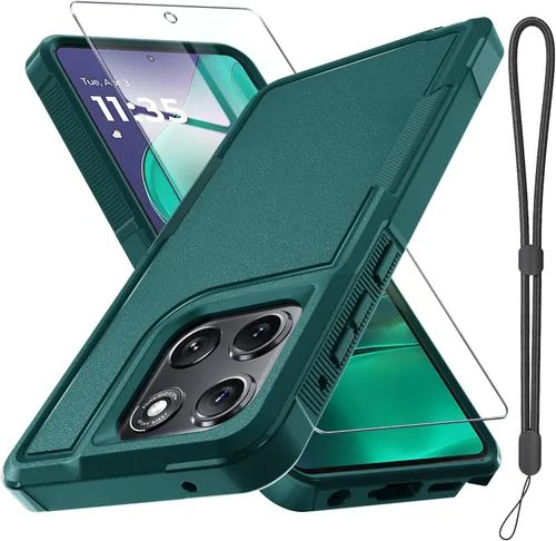 Miniatura 45 de Funda compatible con Moto G 5G 2024, cuerpo completo, resistente, resistente, a prueba de golpes, con correa de cordón, protector de pantalla