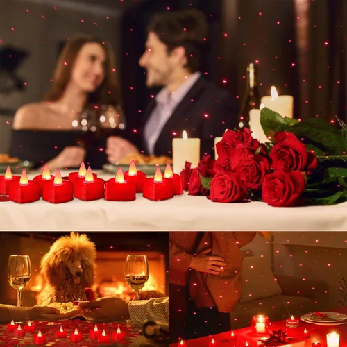 Miniatura 2 de VIHOSE 4000 pétalos de rosa artificiales con 24 velas LED de té, velas LED sin llama, pétalos de rosa falsos para bodas, fiestas de cumpleaños
