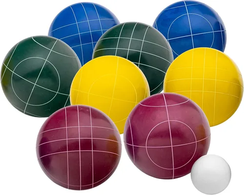 Miniatura 5 de Franklin Sports Juegos de bochas – Juegos de bolas de bochas para patio trasero + playa – (8) pelotas al aire libre + (1) Pallino – Juegos de bochas