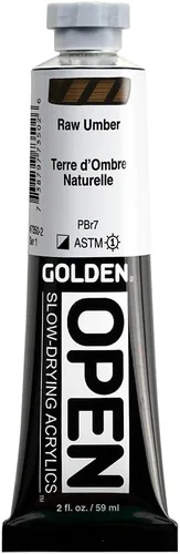 Miniatura 30 de GOLDEN OPEN Acrílicos de secado lento, Siena cruda, tubo de 2 fl oz, Pintura acrílica profesional, semiopaca Tierra de sierra natural