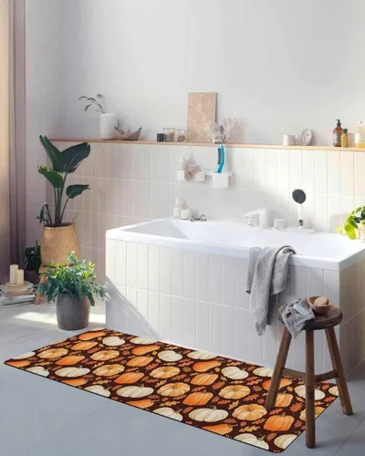 Miniatura 4 de Fall Pumpkins Bath Mat for Tub,Non Slip Bathroom Floor Runner Rug Quick Dry & Absorbent Diatomaceous Earth Shower Sink Kitchen Doormat,Thanksgiving