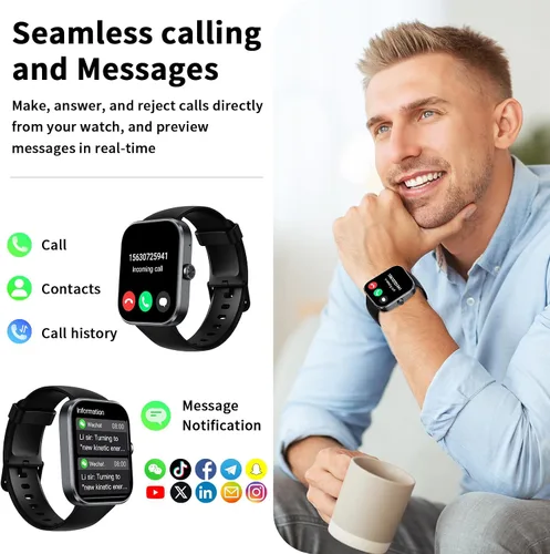 Miniatura 3 de KOOOGEAR Relojes inteligentes para hombres y mujeres (respuesta/hacer llamadas), reloj de fitness HD de 1.91 pulgadas con más de 110 rastreadores