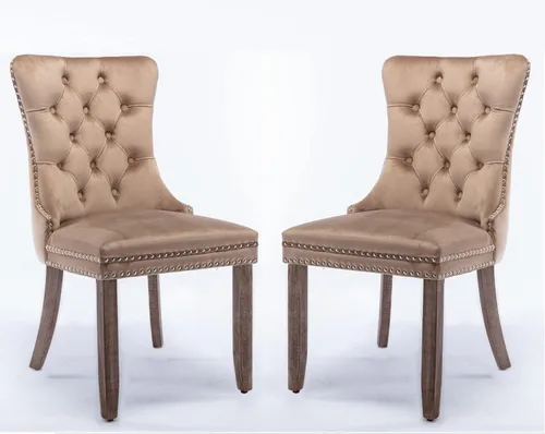 Miniatura 31 de Juego de 6 sillas de comedor modernas para sala de estar, cocina, patas de madera maciza, cojín acolchado de tela de lino, asiento y respaldo