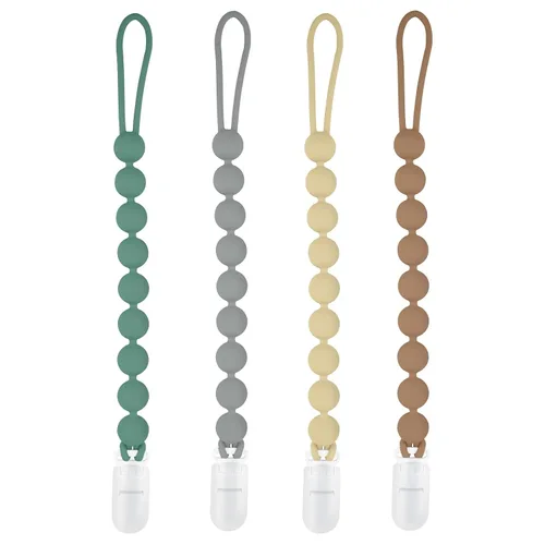 Miniatura 8 de MINMUNJIU Clips para sujetar chupetes de silicona para niños, paquete de 4 unidades, un solo trozo, clip suave y flexible para sujetar chupetes