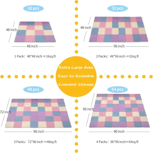 Miniatura 5 de Tapete de juego de espuma para bebé, tapetes entrelazados no tóxicos de EVA, tapetes de piso de espuma de color sólido, tapete de juego para bebé