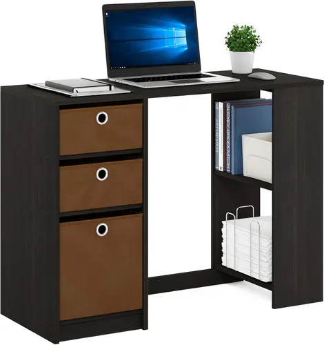 Miniatura 8 de FURINNO Jaya - Escritorio de estudio para computadora con cajón, marrón