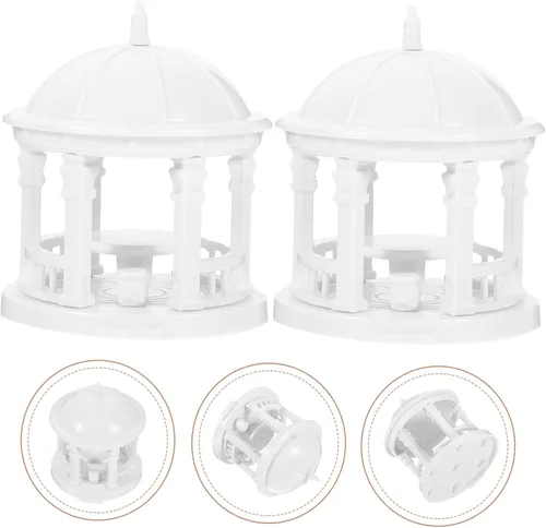 Miniatura 5 de TOYANDONA 2 piezas mini valla Gazebo decoración del hogar paisaje miniatura figura paisaje miniatura ornamentos de paisaje pagoda modelo decoración