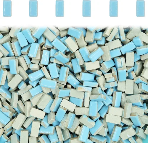 Miniatura 24 de Azulejos de mosaico azul claro, forma de gotas de lluvia, mosaico para manualidades a granel, 50 piezas de forma de lágrima, mosaico, azulejos