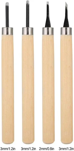 Miniatura 2 de Juego de cuchillos para tallar, afilador manual de madera, cuchillos de sello de goma, cincel para principiantes, juego de herramientas de tallado