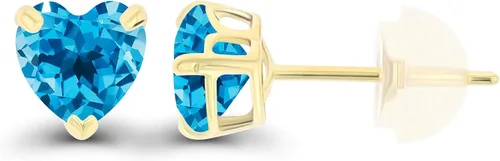 Miniatura 2 de Solid 925 Sterling Silver Gold Plated 5mm Heart Genuine Birthstone Stud Earrings For Women Natural or Created Hypoallergenic Gemstone Stud Earrings