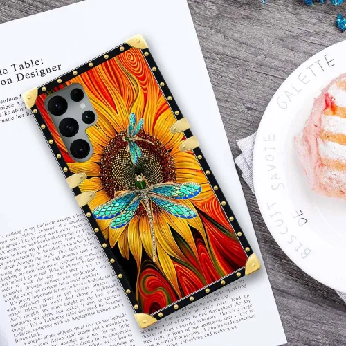 Miniatura 5 de Funda compatible con Samsung Galaxy S22 Ultra, funda protectora de TPU suave a prueba de golpes de 4 libélulas en la flor para Samsung Galaxy S22
