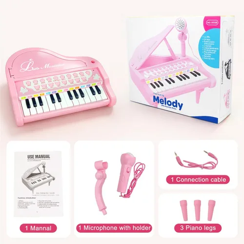 Miniatura 9 de Love&Mini Juguetes de piano rosa para niñas de 1 año o más, regalos de primer cumpleaños, piano para niños pequeños, instrumentos de juguete musical