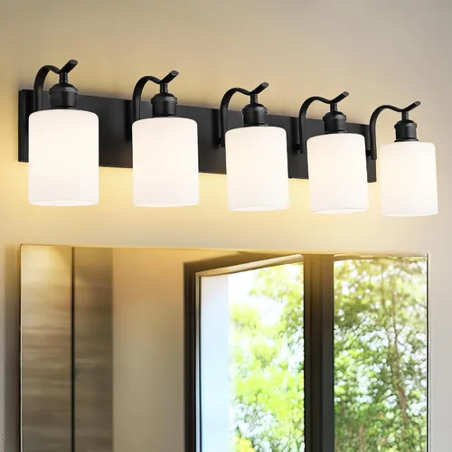 Miniatura 10 de Lámpara de tocador de baño de 3 luces, aplique de pared de níquel cepillado, lámpara de baño moderna con vidrio transparente, VL01BN-3 Níquel