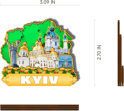 Miniatura 3 de Imán de madera de Kiev Ucrania 3D para nevera, recuerdos coleccionables, decoración hecha a mano, artesanías 4