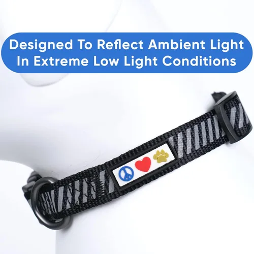Miniatura 6 de Pawtitas Collar reflectante para perros y cachorros, collar de alta visibilidad con bandas reflectantes, collar ajustable para perro resistente