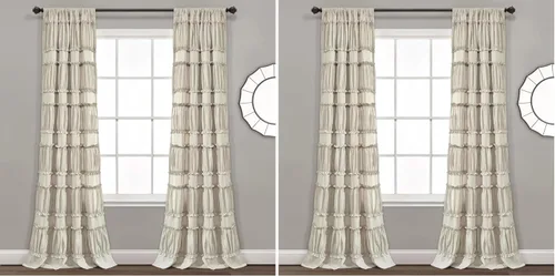 Miniatura 14 de Lush Decor Nova Ruffle - Par de paneles de cortinas con volantes para ventana, 42"A x 84"L, gris