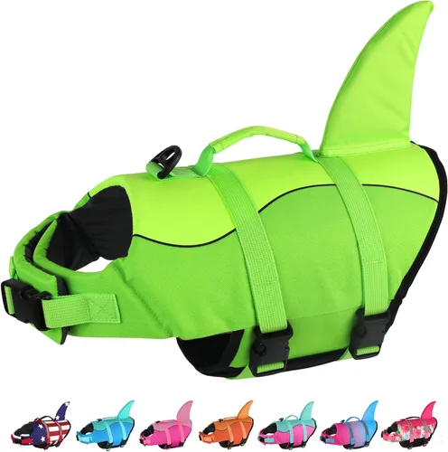 Miniatura 26 de Dogcheer Chaleco salvavidas para perros Tiburón, Chaleco salvavidas ajustable para perros para natación y navegación con flotabilidad superior y asa