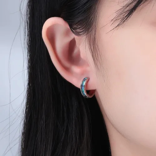 Miniatura 140 de CiNily Aretes Huggie de ópalo con bisagras, chapados en oro, hipoalergénicos, pequeños aretes de aro para mujeres, adolescentes, niñas, hombres