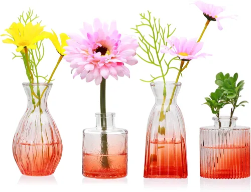 Miniatura 9 de Mapoxy Juego de 4 Jarrones de Vidrio para Brotes, Pequeños Jarrones de Flores para Centros de Mesa de Boda y Decoraciones de Mesa, Mini Jarrones