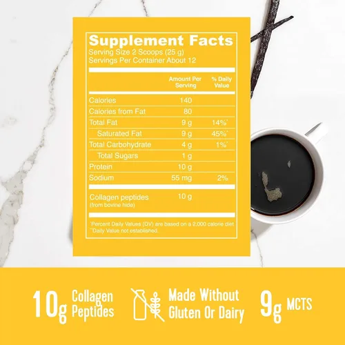 Miniatura 4 de Vital Proteins Polvo de péptidos de colágeno sin sabor 19.3 OZ Creamer Vanilla
