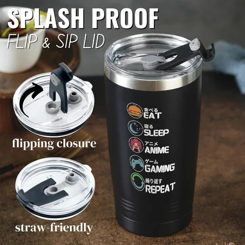 Miniatura 5 de Onebttl Regalos de anime para hombres, mujeres, niños - Vasos de acero inoxidable con pared doble aislados al vacío de 20 oz/590 ml - Regalos