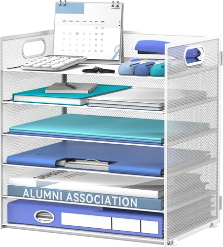 Miniatura 10 de Daltack Organizador de papel de 6 niveles para escritorio, organizador de bandejas de papel para escritorios, organizadores de archivos de Negro