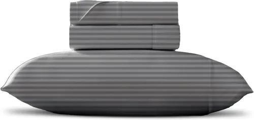 Miniatura 21 de TEXAS LINEN CO. Juego de sábanas de algodón egipcio Split King - 600 número de hilos, 5 piezas, sábanas blancas para cama ajustable, fibra 19: Raya