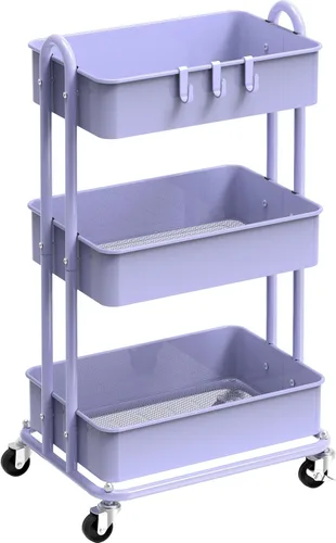 Miniatura 13 de Simple Houseware Carro de metal resistente de 3 niveles, multiusos, color Blanco