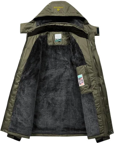 Miniatura 3 de Chaqueta de esquí para hombre, de invierno, con forro polar cálido, impermeable, cortavientos, con capucha, para montaña, senderismo, nieve y lluvia