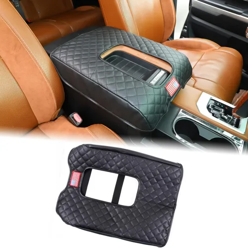 Miniatura 8 de Aunginsy Funda para reposabrazos de consola central compatible con Toyota Tundra 2007-2021, de cuero, almohadilla de tapa de cojín de consola media