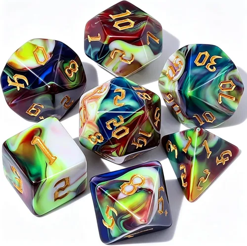 Miniatura 14 de QMAY DND Juego de Dados - 7 Piezas de Dados Poliédricos con Bolsa de Dados D&D para Mazmorras y Dragones, RPG, MTG, Juegos de Rol